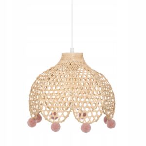 Lampa sufitowa Bambusowa Różowe Pomponiki Wisząca Atmosphera E27