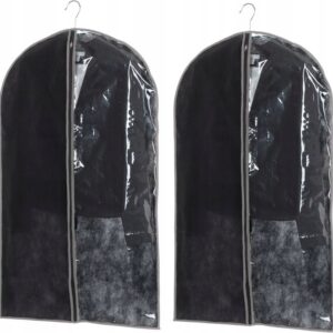 Pokrowiec na Ubrania Etui na Garnitur 100 cm Marynarkę Sukienkę Czarny x2