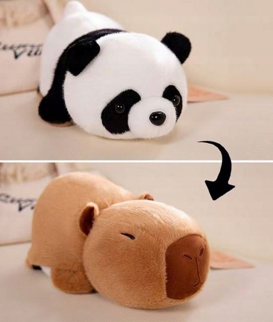 KAPIBARA MASKOTKA 2w1 PLUSZAK PRZYTULANKA PANDA NIESPODZIANKA 50 cm - obrazek 3