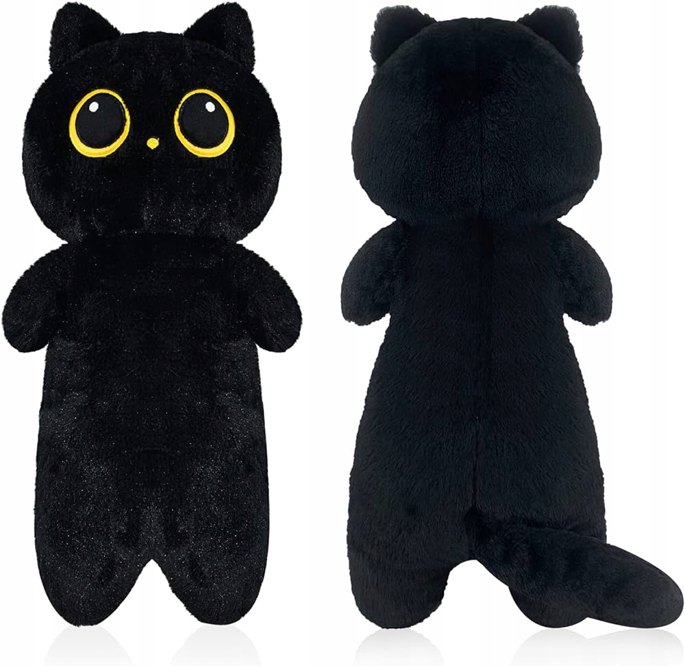 MASKOTKA PLUSZAK PODUSZKA KOT CZARNY DŁUGI 40 cm
