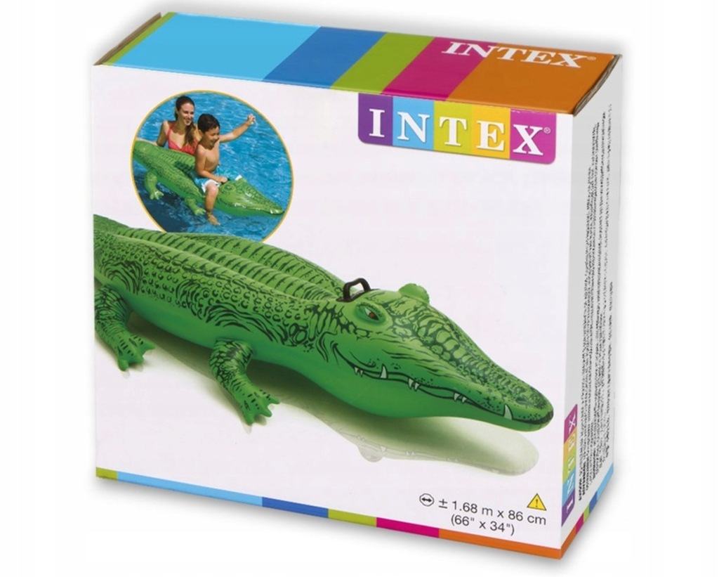 MATERAC DMUCHANY KROKODYL DLA DZIECI 168 cm INTEX ZABAWKA DO PŁYWANIA - obrazek 7