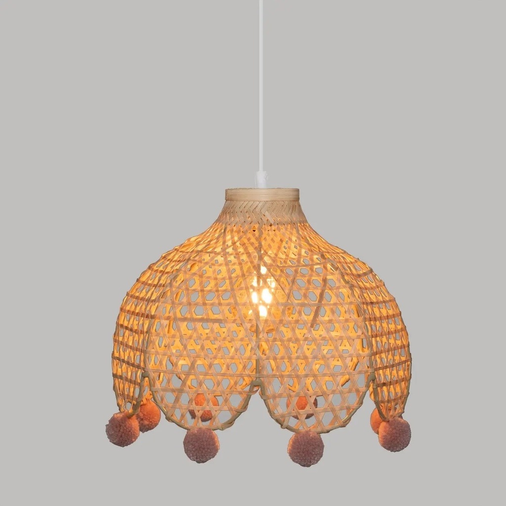 Lampa sufitowa Bambusowa Różowe Pomponiki Wisząca Atmosphera E27 - obrazek 4