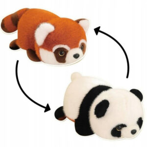 MASKOTKA PANDA 2w1 PLUSZAK PRZYTULANKA CZERWONA SZOP NIESPODZIANKA 37 cm