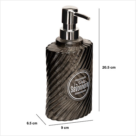 Dozownik do mydła z pompka Szklany 400 ml Tłoczony 5five CZRANY - obrazek 3