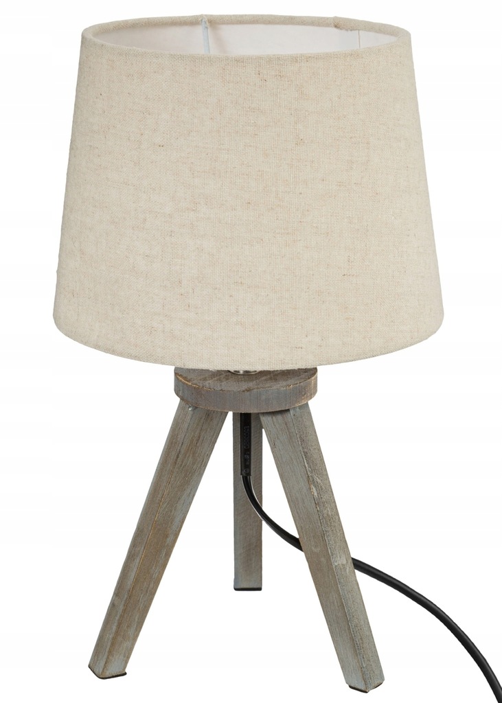 Lampa stołowa Atmosphera Lampka nocna beżowa 40 W TRÓJNÓG Drewno Boho