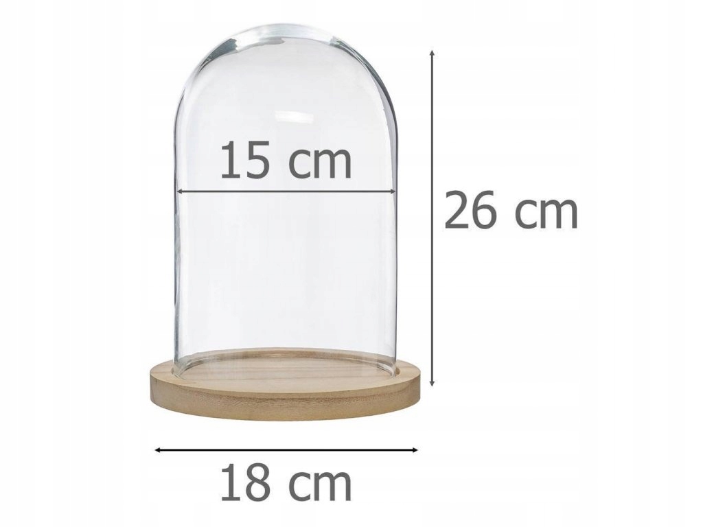 Szklana Kopuła dekoracyjna Bambusowa Podstawka Atmosphera 26 cm - obrazek 4