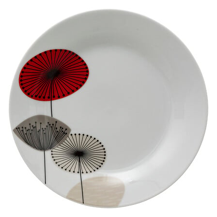 Talerz Deserowy 19,5 cm – Porcelanowy Talerz z Motywem Maków, Biały Talerz z Kwiatowym Wzorem
