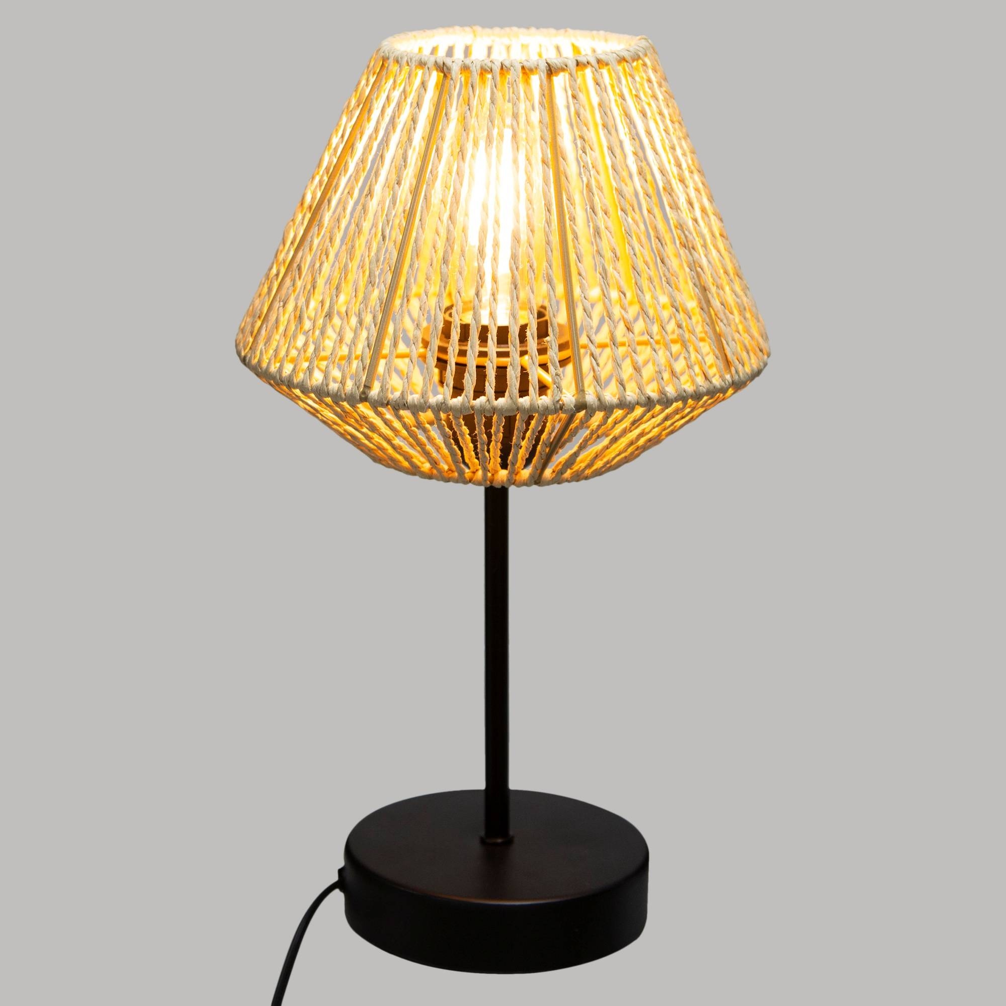 LAMPA STOŁOWA Lampka nocna Sznurkowy Klosz LAMPA BOHO 34cm - obrazek 3