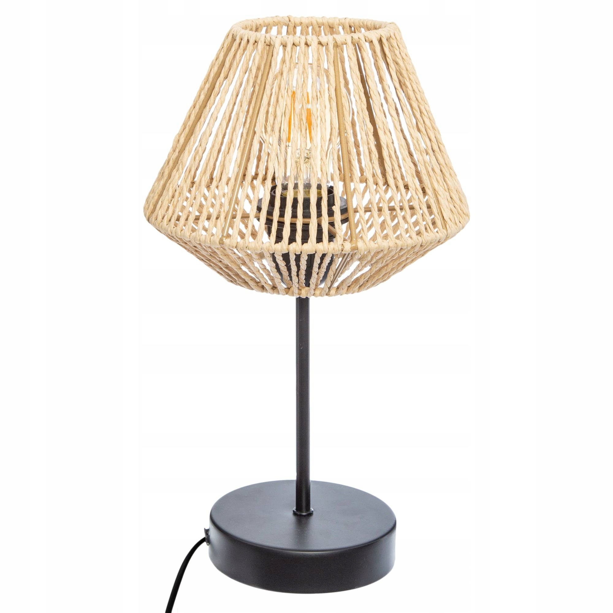 LAMPA STOŁOWA Lampka nocna Sznurkowy Klosz LAMPA BOHO 34cm