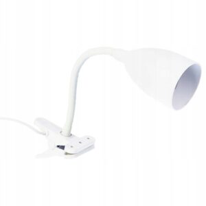 Lampka biurkowa z klipsem biała 43 cm – silikonowy klosz, E14, styl loft