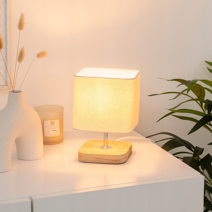 Lampka stołowa Lampa Nocna do Sypialni Drewno Beżowa Atmosphera 25 W - obrazek 3
