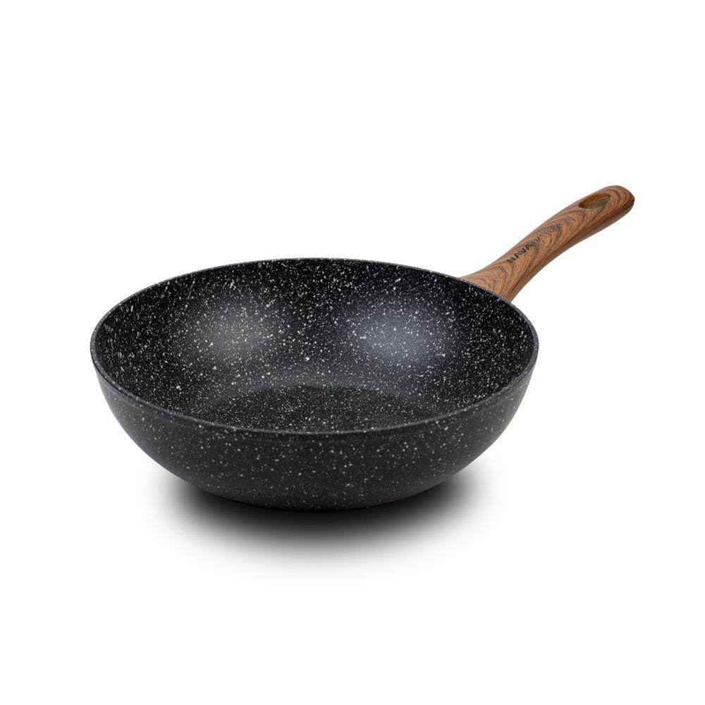 Patelnia tradycyjna Głęboka Wok Nava 28 cm granitowa Indukcja - obrazek 3