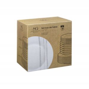 Zestaw Talerzy Obiadowych 18 el. Lines Porcelanowa Zastawa Stołowa dla 6 Osób Biała