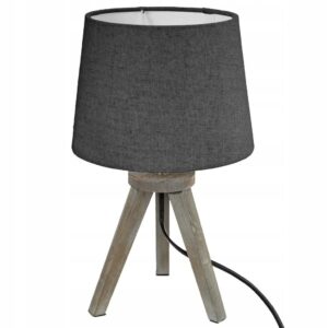 Lampka Nocna Lampa Stołowa Atmosphera TRÓJNÓG Drewno Boho 40W Szara