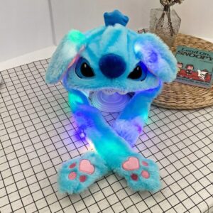 CZAPKA STITCH Z RUCHOMYMI USZAMI STICH ŚWIECI CIEPŁA POLAR PLUSZ GRA MUZYKA