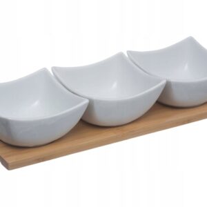 Zestaw do Przekąsek Dipów Sosów Sushi 3x Miseczki Ceramiczne Bambus