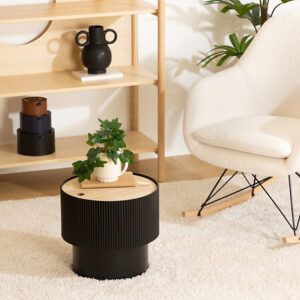 Stolik kawowy czarny ENOLA Atmosphera ⌀38,5cm z półką loft MDF nowoczesny