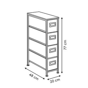 Regał 4 szuflady 20×48×75 cm komoda wąska tekstylna do łazienki / organizer