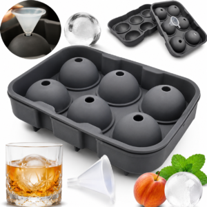 Forma do lodu 6 kul XXL silikonowa foremka z lejkiem do drinków whisky