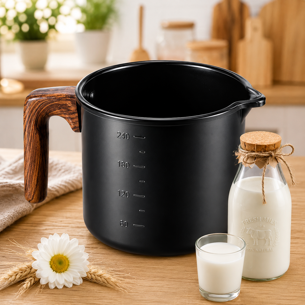 Garnek do mleka 1,2L rondel nieprzywierający z dzióbkiem indukcja 12 cm - obrazek 3