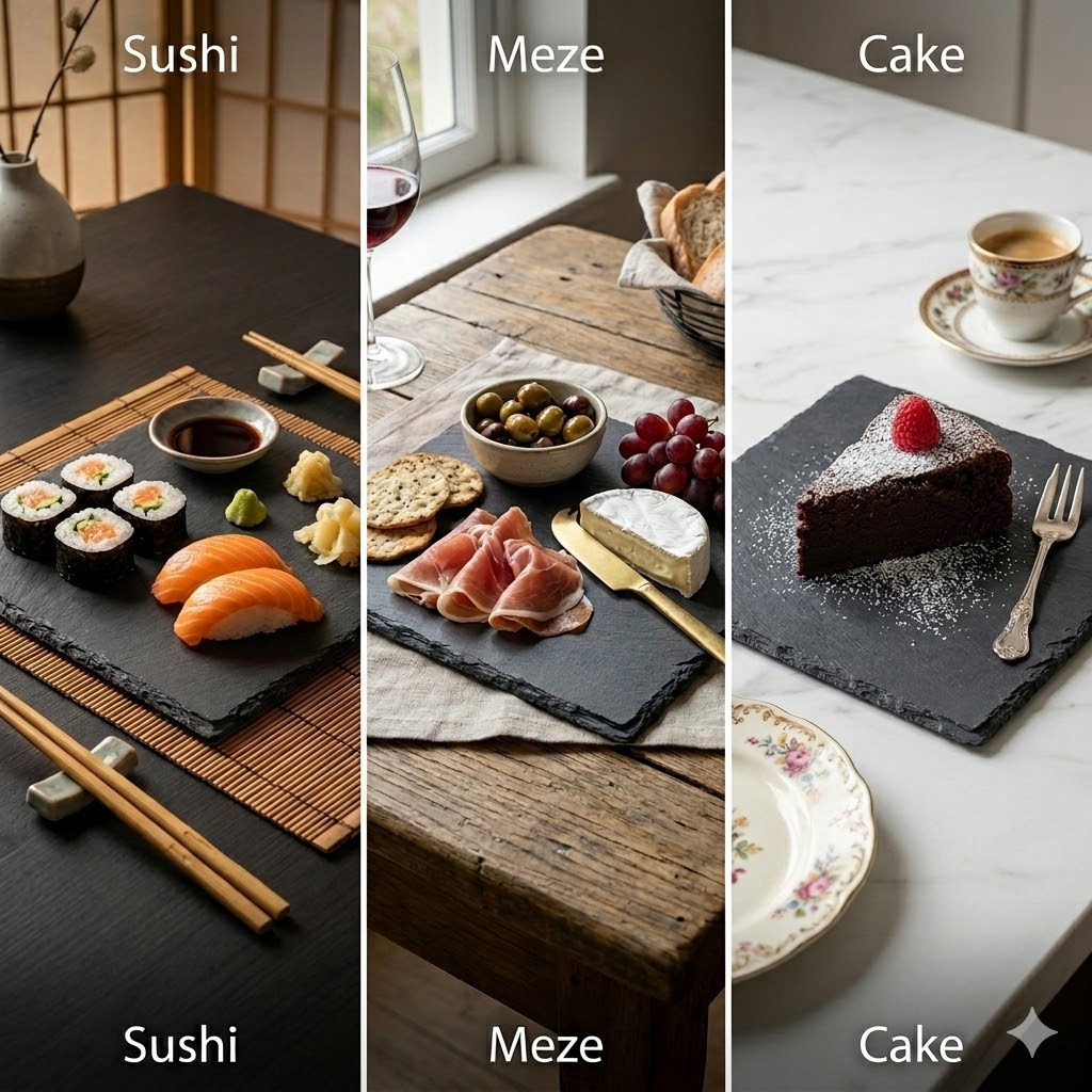 Taca łupkowa do serwowania sushi przekąsek kwadratowa 20x20cm - obrazek 4